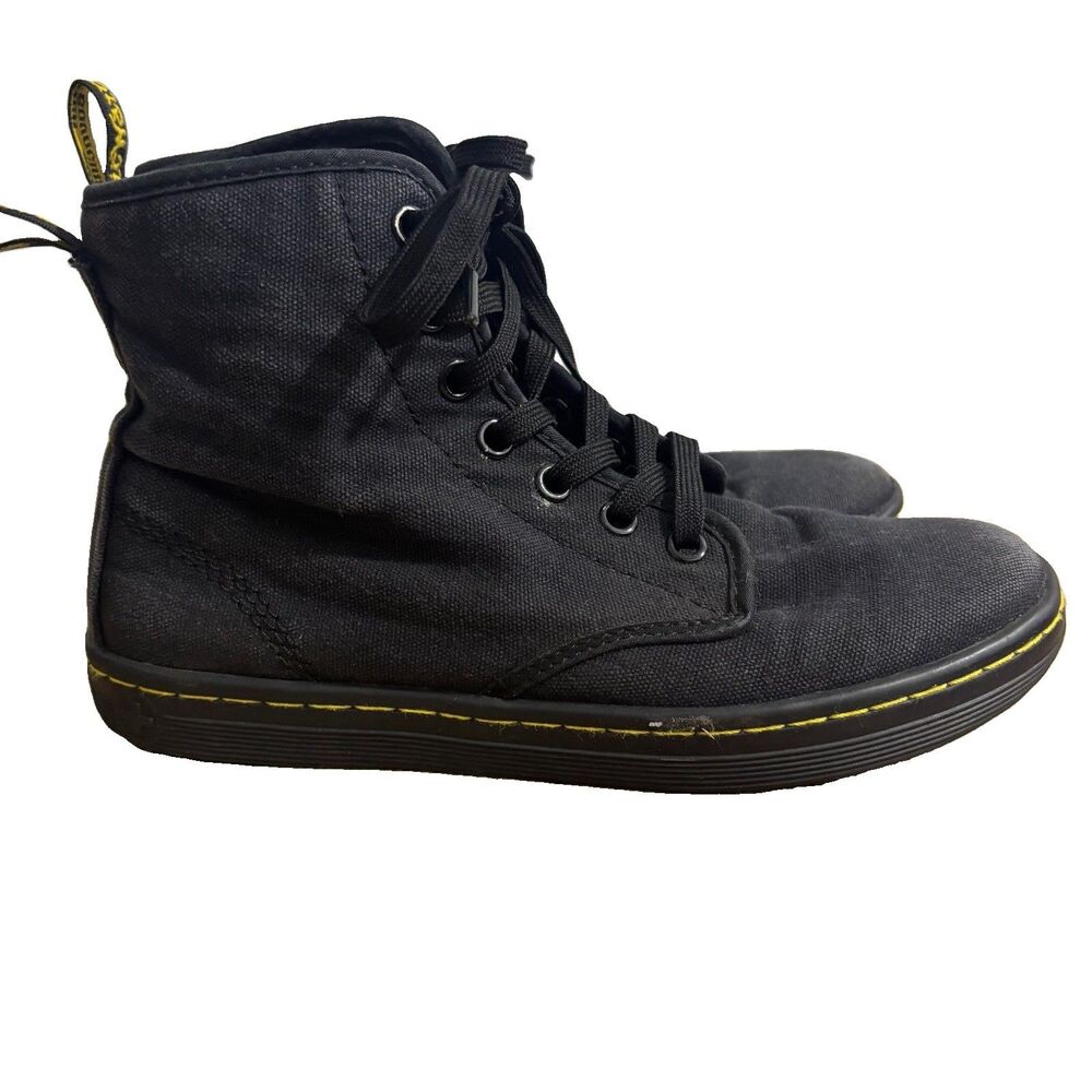 Dr. Martens Shoreditch Boots Womens 6 Black Canvas Ankle Combat Lace Up Grunge